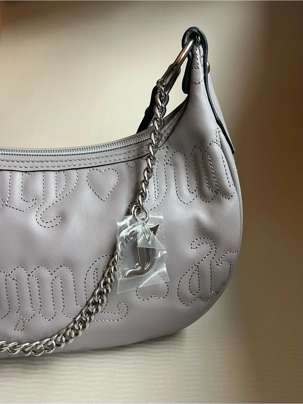Juicy Couture Quilted Puff Half Moon Crossbody – Grey NWT